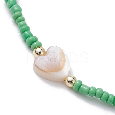 5Pcs 5 Colors Natural Shell Heart & Seed Braided Bead Bracelets Set BJEW-JB10039-03-1