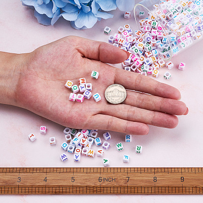1300Pcs 26 Style Opaque White Acrylic Beads SACR-CD0001-02-1