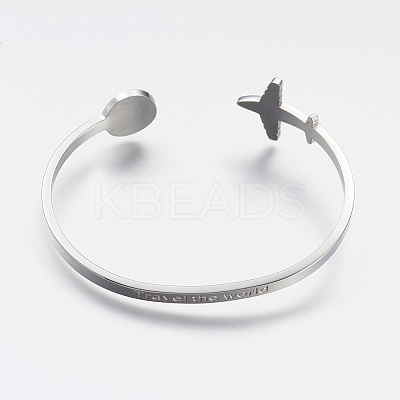 Tarnish Resistant 304 Stainless Steel Cuff Bangles LS-BJEW-N0028-02P-1