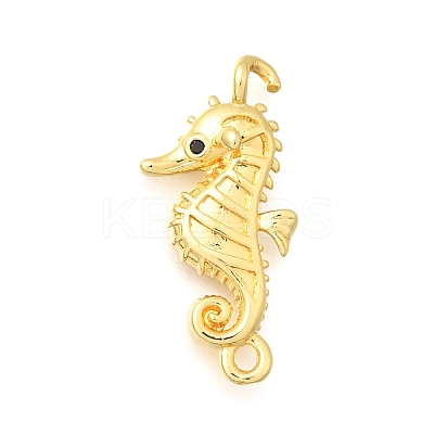 Brass Micro Pave Black Cubic Zirconia Sea Animals Connector Charms LS-KK-C121-03G-1