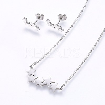 Tarnish Resistant 304 Stainless Steel Jewelry Sets SJEW-O090-16P-1