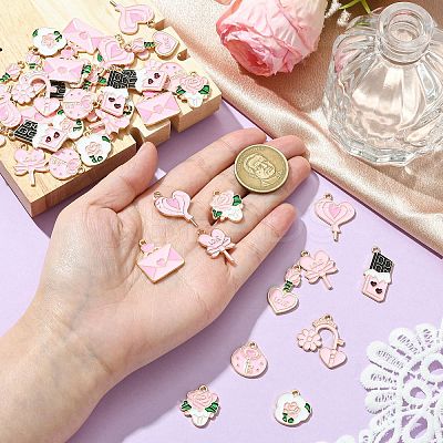 45Pcs 9 Styles Valentine's Day Theme Alloy Enamel Pendants FIND-CJ0003-74-1