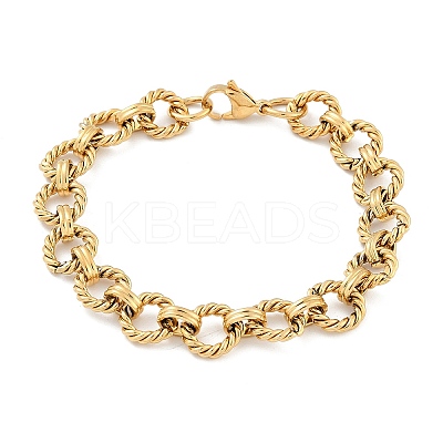 304 Stainless Steel Rolo Chain Bracelets for Women Men BJEW-F488-44G-1