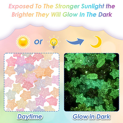 50Pcs Luminous Transparent Acrylic Beads LACR-TA0001-08-1