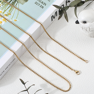 4Pcs 304 Stainless Steel Box Chain Necklaces NJEW-SC0001-34G-02-1