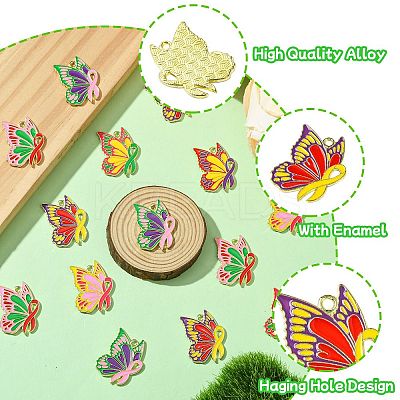 30Pcs 6 Colors Alloy Enamel Pendants FIND-CJ0002-71-1