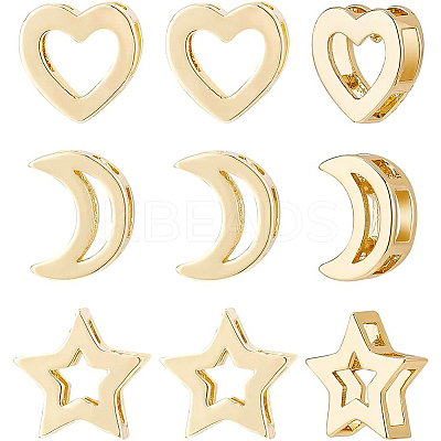 12Pcs 3 Style Brass Slide Charms KK-BC0008-72-1