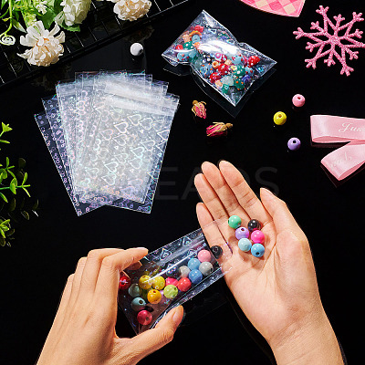 50Pcs Double Face Laser Rectangle PE Cellophane Bags ABAG-TAC0013-14B-1