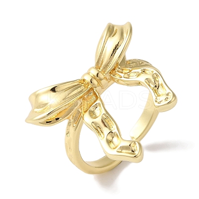 Bowknot Brass Open Cuff Rings for Women LS-RJEW-C098-28G-1