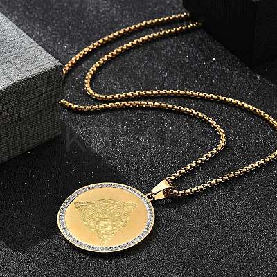 201 Stainless Steel Rhinestone Pendant Necklaces for Women LS-NJEW-U021-06P-1