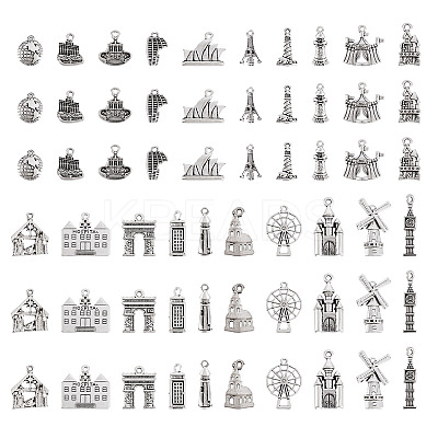 100Pcs 20 Styles Tibetan Style Zinc Alloy Pendants FIND-TA0003-90-1