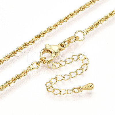2mm Brass Rope Chain Necklaces for Men Women NJEW-G160-20G-1