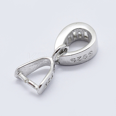 Anti-Tarnish Rhodium Plated 925 Sterling Silver Cubic Zirconia Pendant Bails STER-E054-08P-1