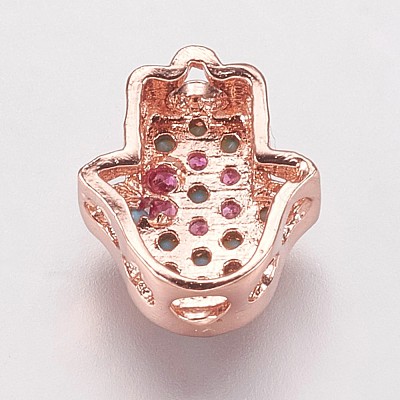 Brass Cubic Zirconia Beads KK-P134-06RG-1