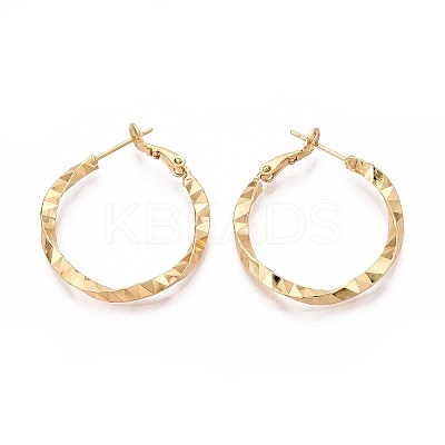 Twist Brass Hoop Earrings EJEW-T047-102G-1