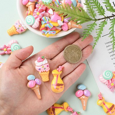 40Pcs 5 Styles Dessert Theme Opaque Resin Cabochons RESI-CJ0003-03-1