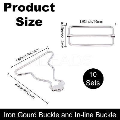 10 Sets Iron Gourd Buckle and In-line Buckle DIY-BBC0002-75A-P-1