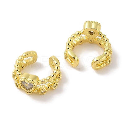 Brass Micro Pave Clear Cubic Zirconia Cuff Earrings for Women EJEW-I305-01G-1