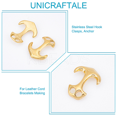 10Pcs Ion Plating(IP) 304 Stainless Steel Hook Clasps STAS-UN0048-07-1