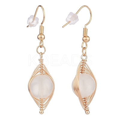 Natural Stone Braided Dangle Earring EJEW-JE04845-1
