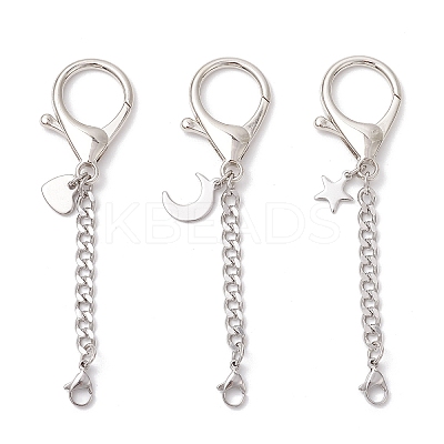 3Pcs 3 Styles Alloy & 304 Stainless Steel Lobster Claw Clasps HJEW-JM03381-1
