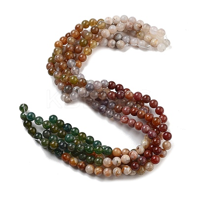 Natural Bamboo Leaf Agate and Indian Agate Beads Strands G-B095-A04-01-1