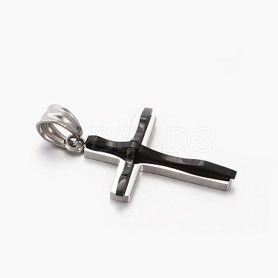 Fashion Men Bi-Color 201 Stainless Steel Cross Pendant STAS-F010-70-1