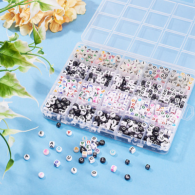 1000Pcs 40 Styles Acrylic Beads MACR-TA0002-10-1