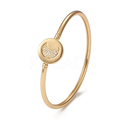 Rack Plating Brass Micro Pave Cubic Zirconia Bangles BJEW-E071-19G-02-1