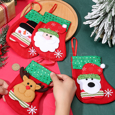 12Pcs 4 Styles Cloth Christmas Stocking Gift Bag Pendant Decoration FIND-SP0020-60B-1