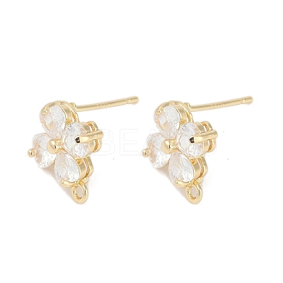 Brass Micro Pave Cubic Zirconia Stud Earring Findings LS-KK-Z094-07G-1