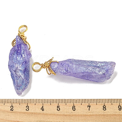 Electroplated Raw Rough Natural Quartz Crystal Big Pendants G-A229-02G-1