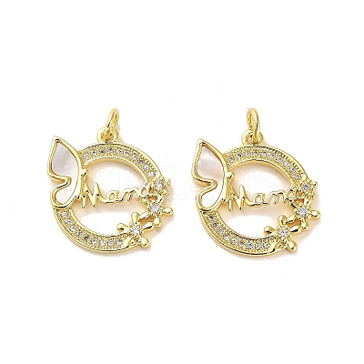 Mother's Day Brass Micro Pave Clear Cubic Zirconia Pendants KK-K365-23G-1