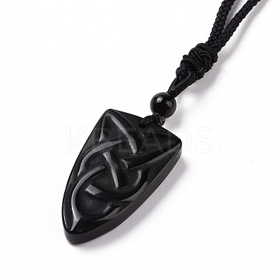 Natural Mixed Gemstone Sailor's Knot Pendant Necklace with Nylon Cord for Women NJEW-E091-02-1