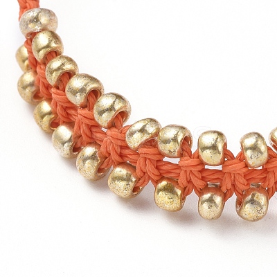 Electroplate Glass Seed Bead Braided Bracelets BJEW-JB04789-1