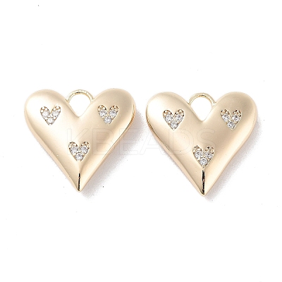 Brass Micro Pave Clear Cubic Zirconia Pendants KK-F871-31G-1