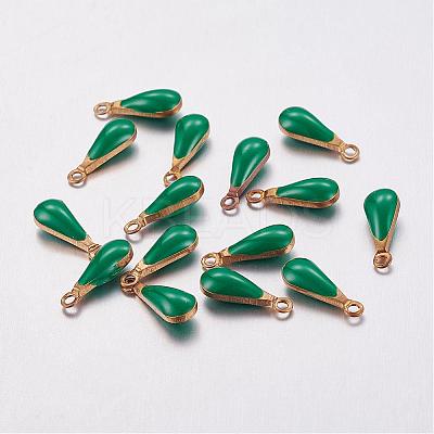 Antique Golden Plated Brass Enamel Teardrop Charms KK-Q571-01F-1