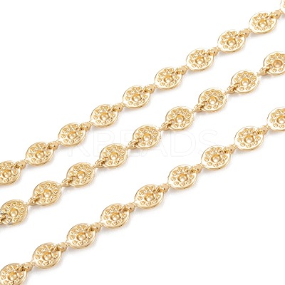 Handmade PVD Vacuum Plating 304 Stainless Steel Flat Round Charms Link Chains CHS-M004-10G-1