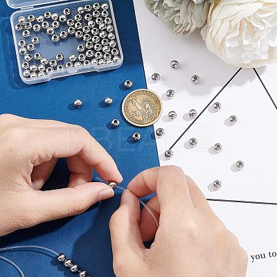 304 Stainless Steel Beads STAS-UN0001-60P-1