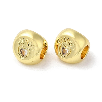 Rack Plating Brass Micro Pave Cubic Zirconia European Beads KK-F854-02G-02-1
