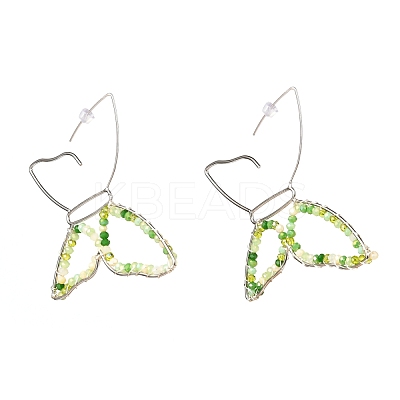 Butterfly Glass Beads Dangle Earrings for Girl Women EJEW-JE04658-03-1