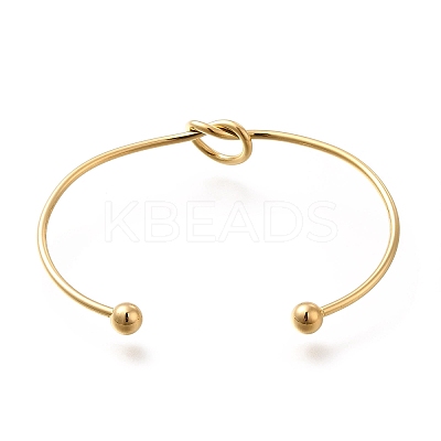 Ion Plating(IP) 304 Stainless Steel Knot Cuff Bangles for Women BJEW-M233-04G-1