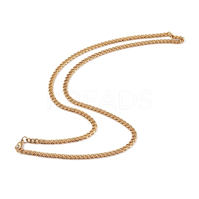 Men's PVD Vacuum Plating 304 Stainless Steel Curb Chain Necklaces NJEW-I248-06A-G-1