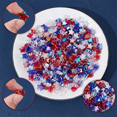 900Pcs 6 Styls Independence Day Themed Eco-Friendly Transparent Acrylic Beads Sets MACR-SP0001-55-1