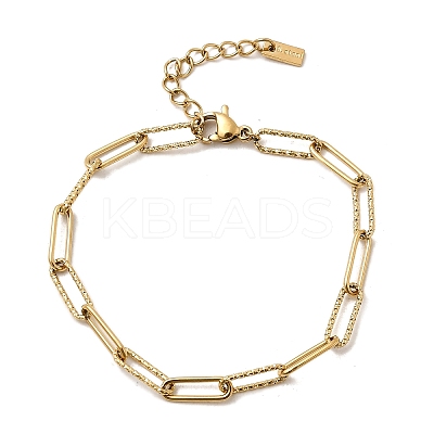 304 Stainless Steel Paperclip Chain Bracelets for Women BJEW-Z140-01G-1
