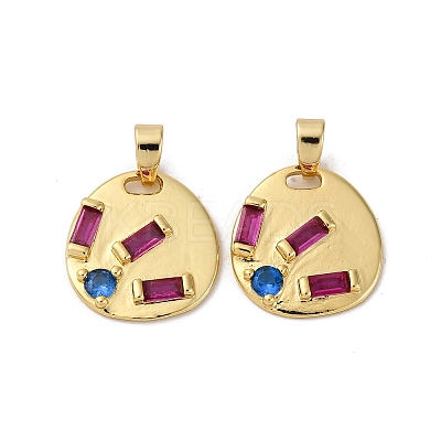 Brass Micro Pave Cubic Zirconia Pendants KK-P308-30G-1