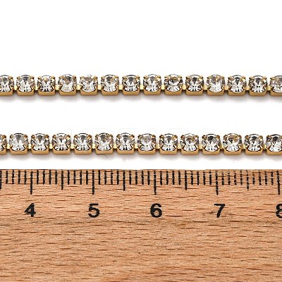 3MM 304 Stainless Steel Rhinestone Cup Chain Necklaces for Women NJEW-G175-01G-02-1