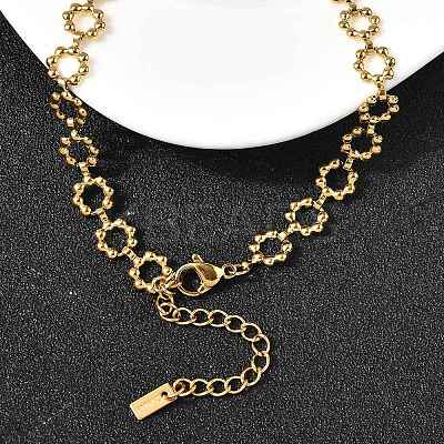 304 Stainless Steel Flower Link Chain Necklaces for Women NJEW-Z091-06G-1