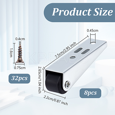 8Pcs Galvanized Iron & Rubber Wooden Door Hanging Support Wheel FIND-OC0013-80B-1