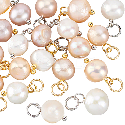 20Pcs 2 Colors Natural Cultured Freshwater Pearl Pendants PALLOY-AB00238-1